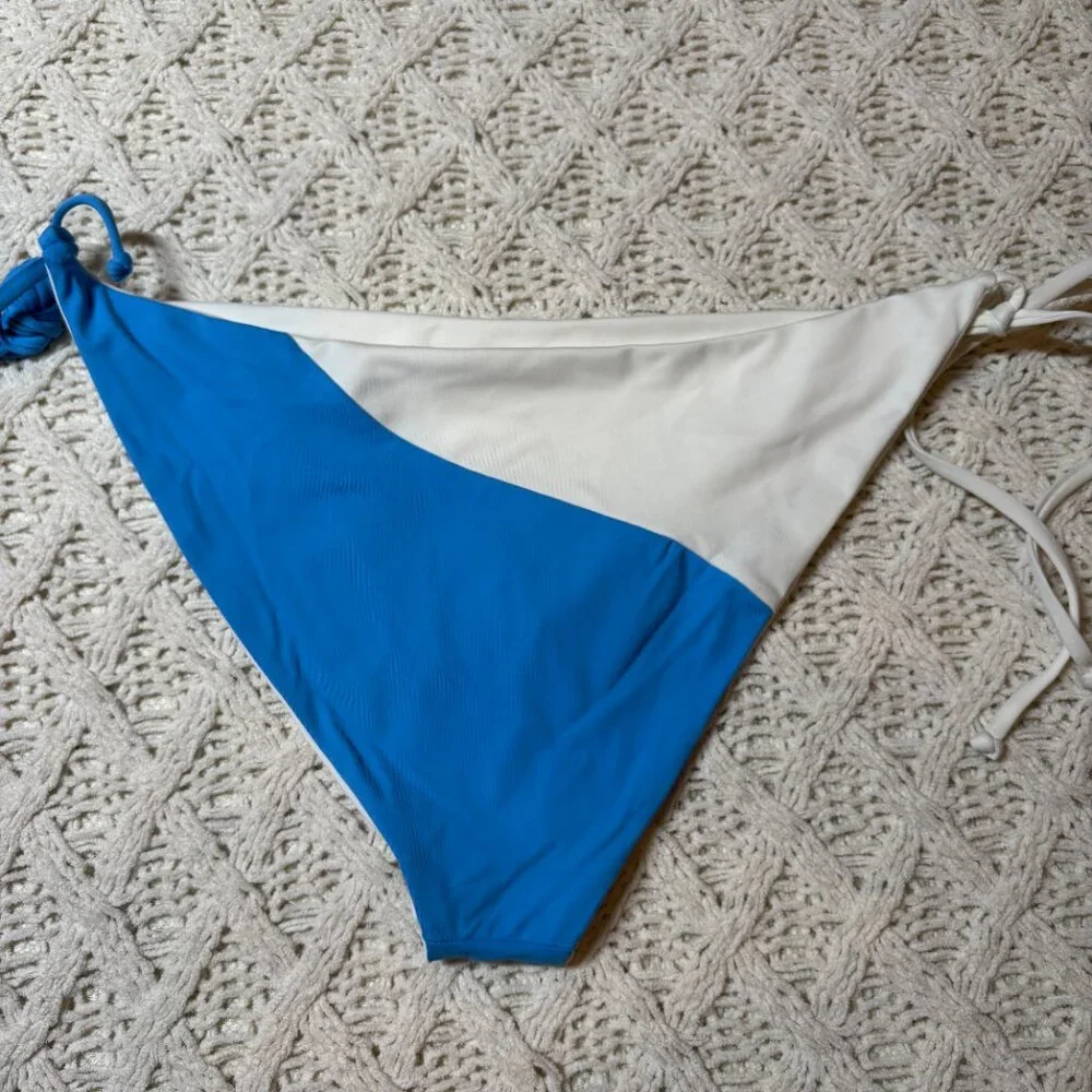 NWT L*Space Dani Classic Bikini‎ Bottom Blue & White Colorblock – Women’s XL